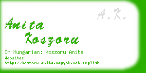anita koszoru business card